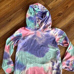 Girls Size 5/6 Tie Dye Light Purple, Blue and Pink Hoodie Boutique
